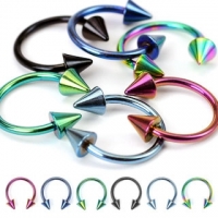 Titanium Geanodiseerde Spikes Hoefijzer Wenkbrauwpiercing